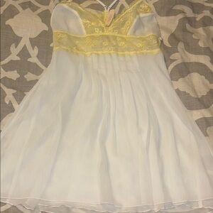 Victoria's Secret Yellow and White Chemise with Sweetheart Neckline